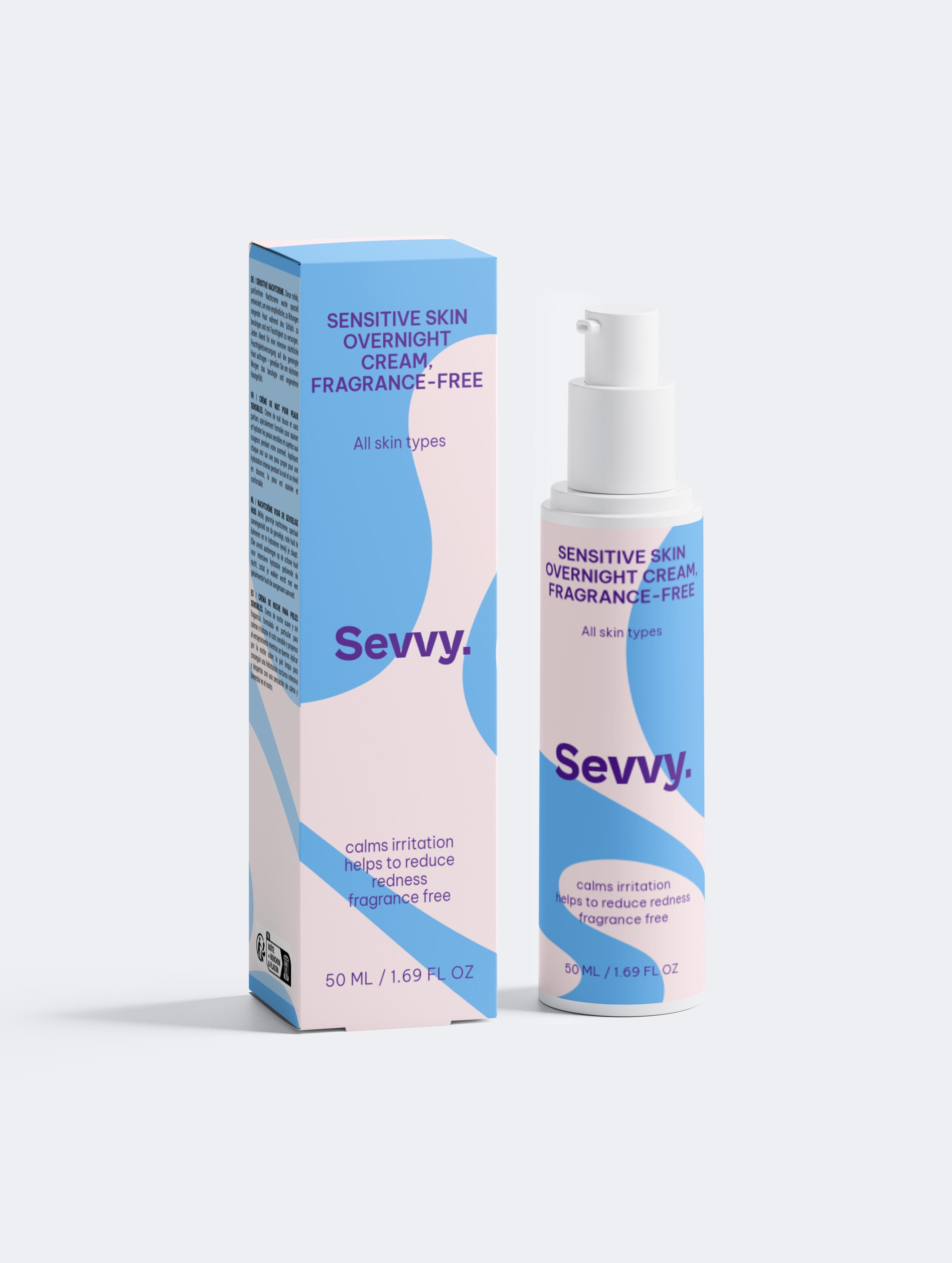 Sevvy Sensitive Skin Overnight Cream, Fragrance-Free